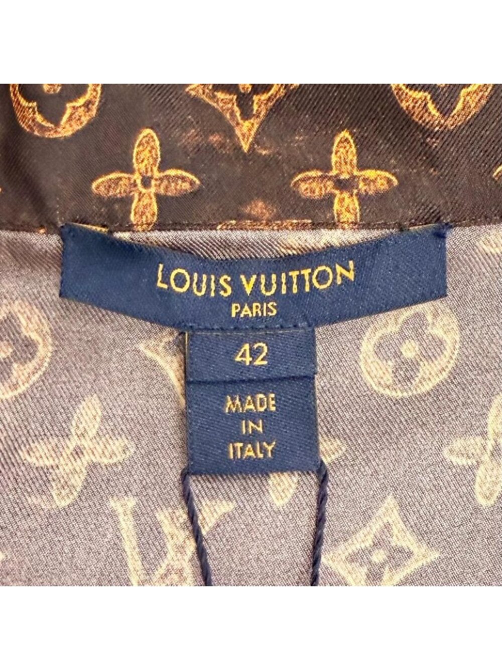 Louis Vuitton Silk 100% Cat Glam Print Cat Long Sleeve Shirt Brown 42 - Picture 7 of 11